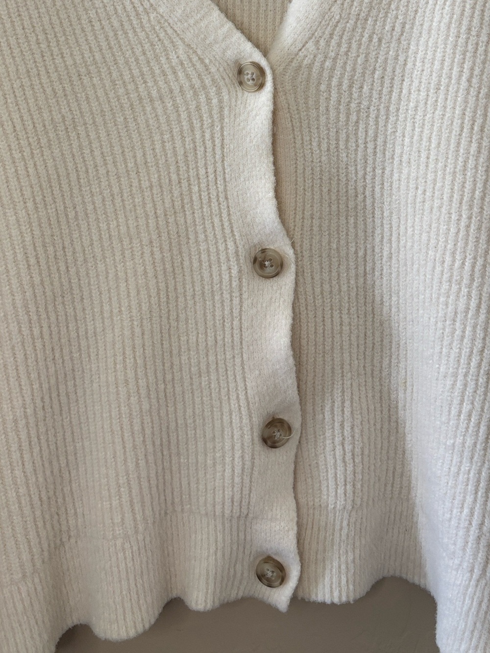 AE Cozy Cream Oversized Button-Front V-Neck Sweater Cardigan - Picture 6 of 16
